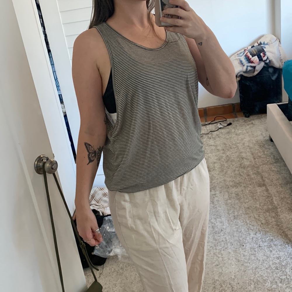 Olive green striped tank top free people